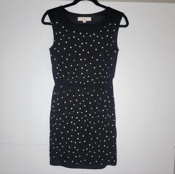 LOFT Black Polka Dot Sleeveless Dress Size XS - Picture 1 of 7
